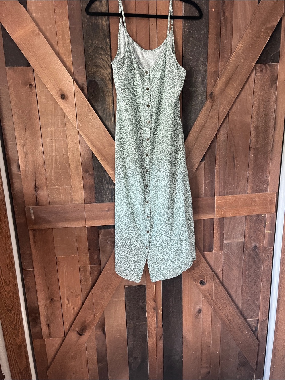 Rewind Sage Green Floral Button-Front Midi Slip Dress
